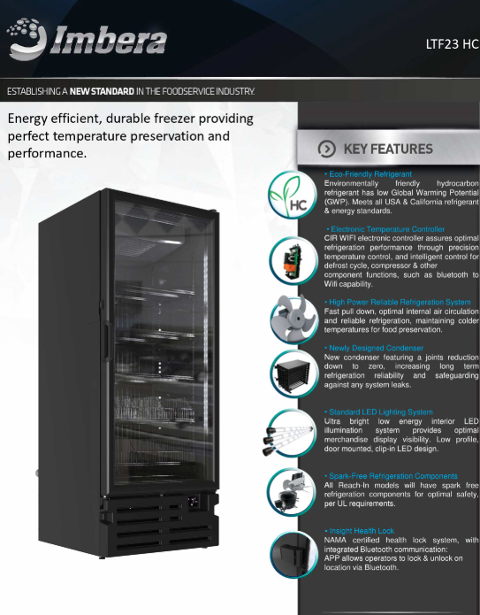 D & S Vending Inc - DS325 - Imbera LTF23 Single Door Freezer, Black
